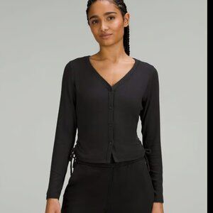 Lululemon Side-Cinch Ribbed Cardigan Black Size 10